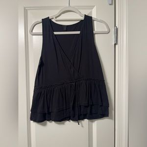 Black Tiered Ruffle Peplum Faux Wrap Cotton Tank Top | J.Crew Women’s XS